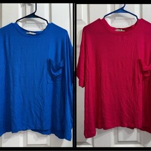 2 Zenana Tops Vibrant Blue and pink Short Sleeve Tops